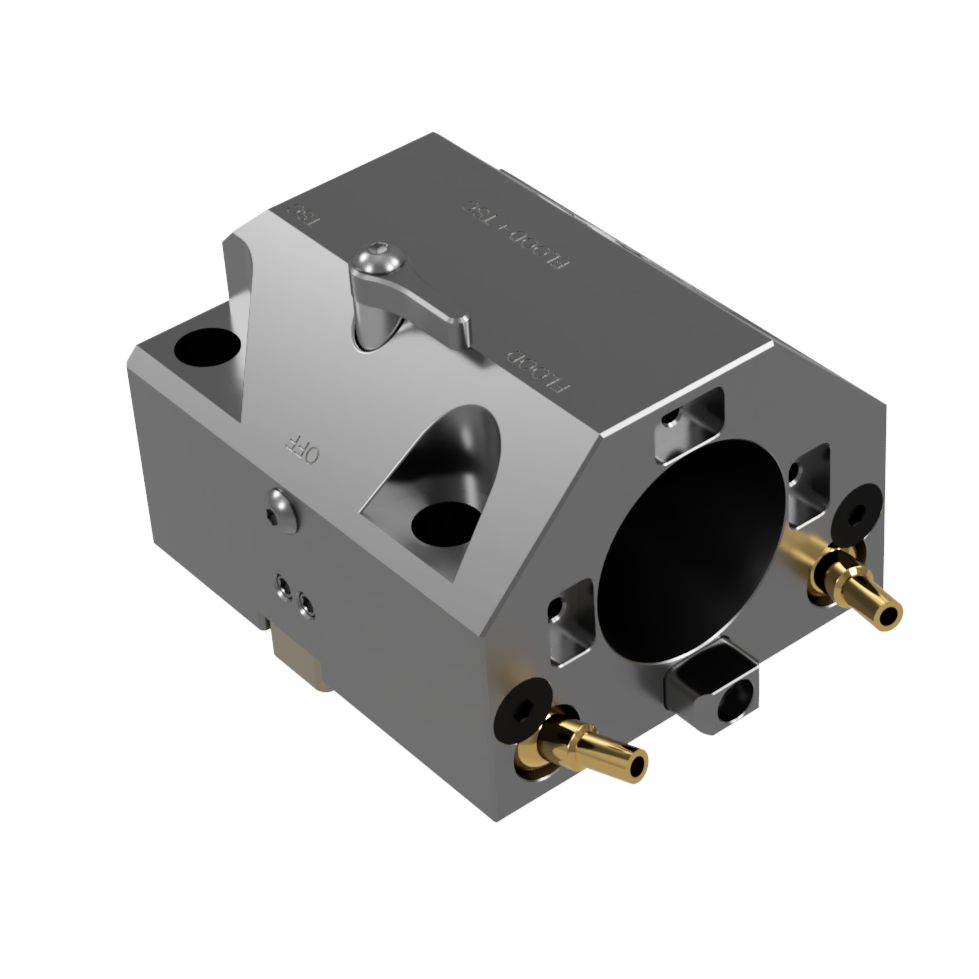 Metal mechanical component on a white background