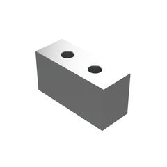 metal block with two circular holes on a white background